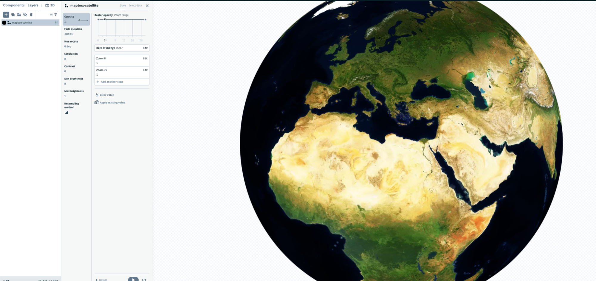 Satellite view in Mapbox Studio