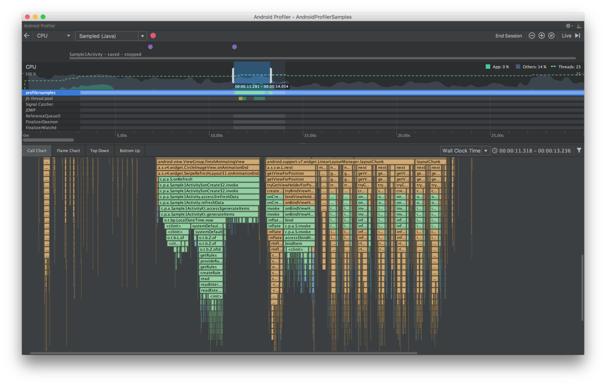 7 Android Profiler Call Chart