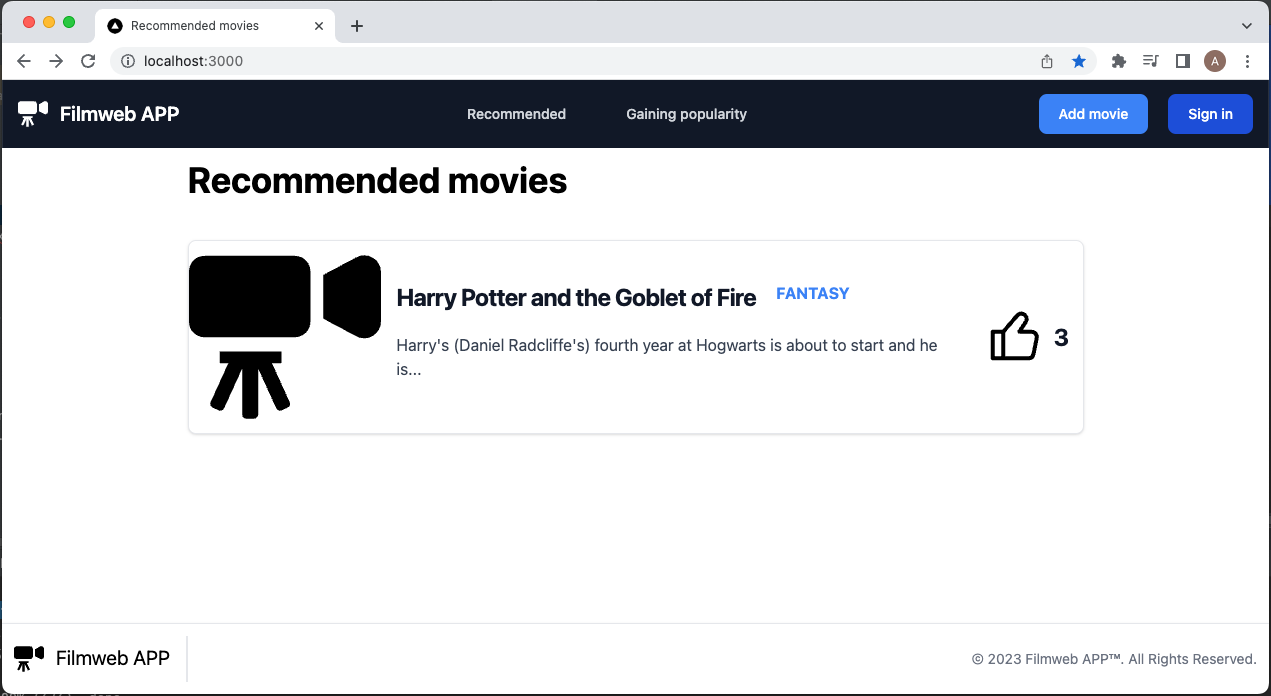 Recommended movies next.js