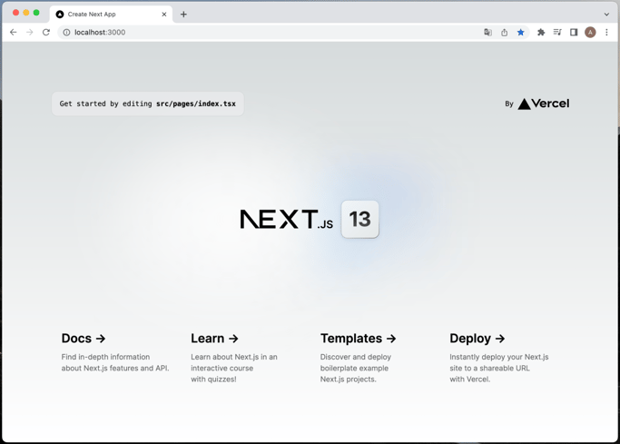 next.js welcome page