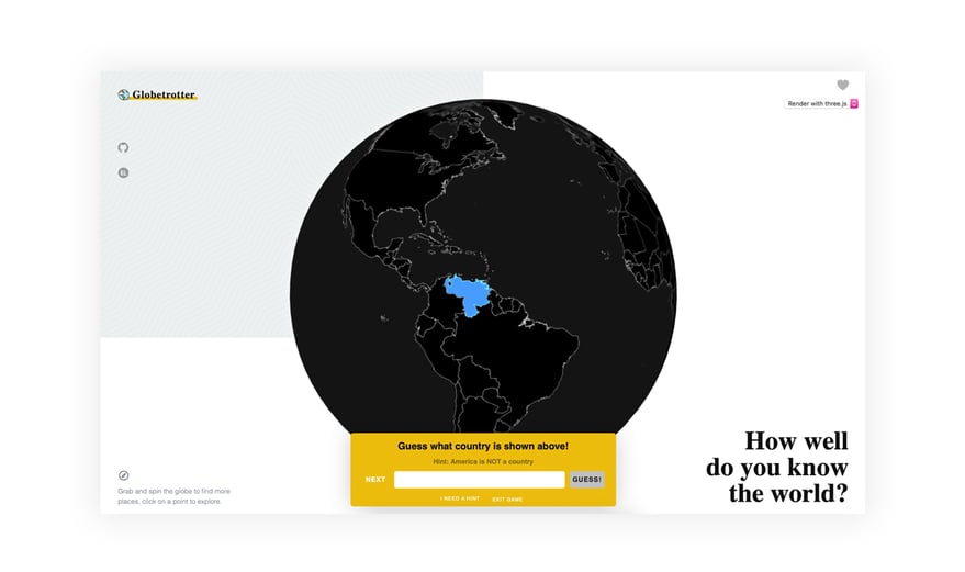 Globetrotter web app game - mental health app