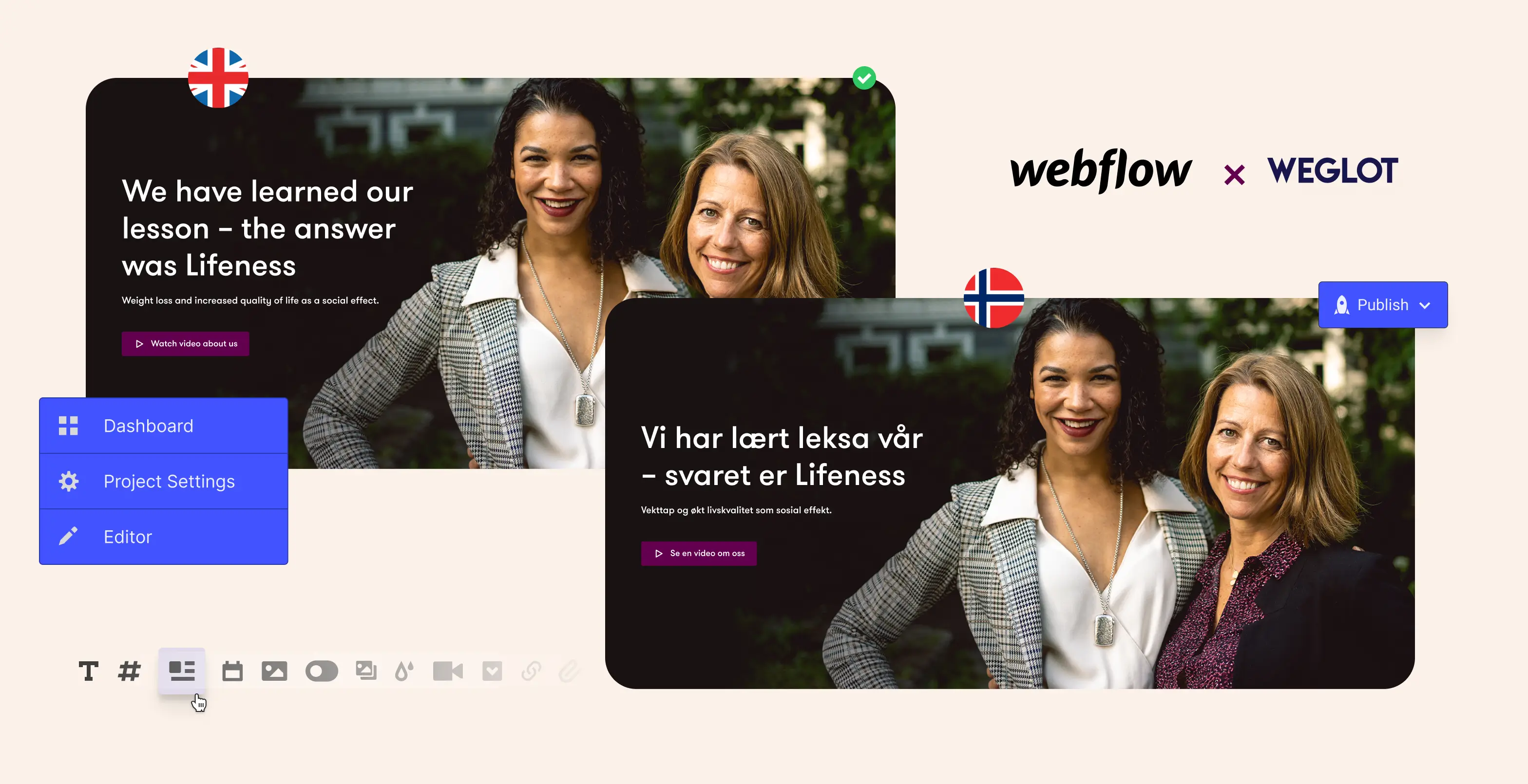 Lifeness Webflow Development Case Study - Weglot Integration